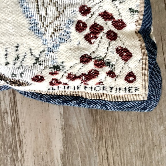 Anne Mortimer Snowman Cat Throw Pillow Tapestry Winter Vintage 16”x12” - Picture 4 of 4